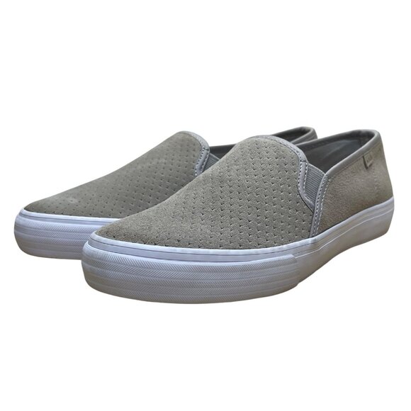 Keds Women’s Grey Suede Perforated Pattern Slip-On  Flat Sneakers Size 7.5 - Picture 3 of 8